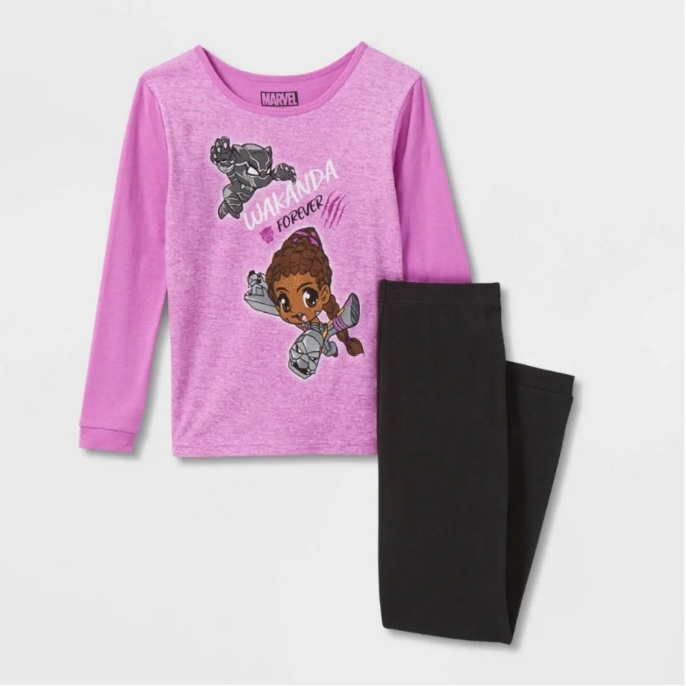 Marvel Black Panther Shuri Purple Wakanda Forever Snug Fit Pajama Set 4T New